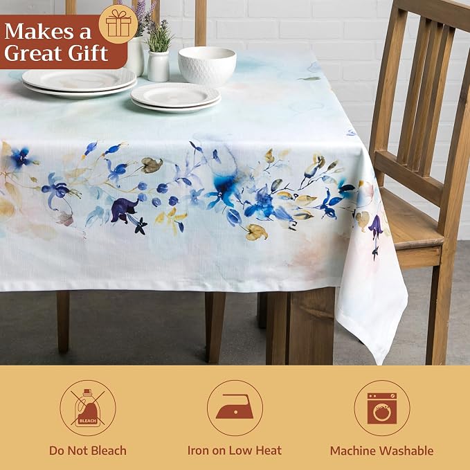 Maison d' Hermine Table Cloth Rectangle Table 100% Cotton 54 x 72 Inches Tablecloth Reusable Decorative for Dining Kitchen Room Farmhouse Party Home Hotel Restaurant Spring Summer - Lazy Summer Days