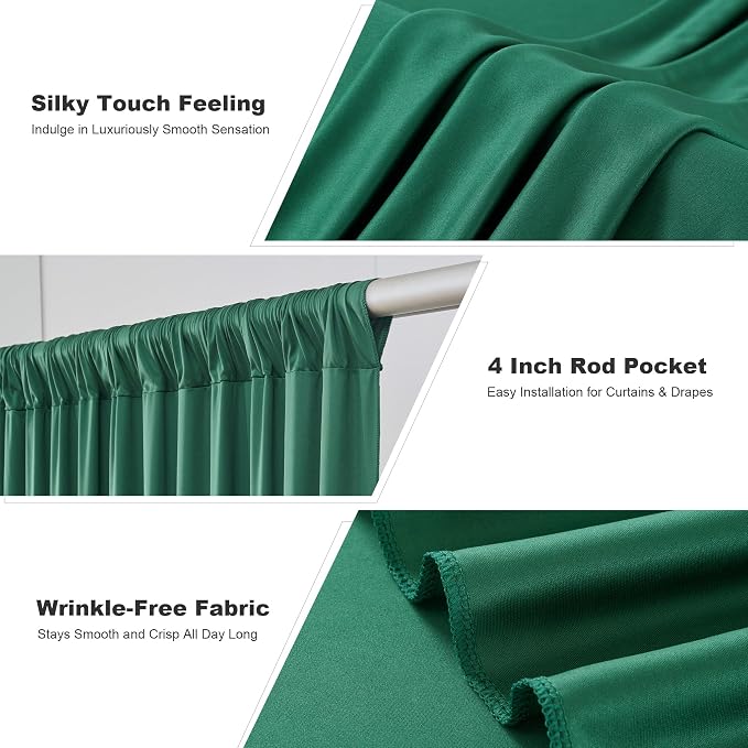50ft x 14ft Hunter Green Backdrop Curtains for Wedding Parties, 10 Panels Wrinkle Free Polyester Fabric Drapes for Reception, Photography Background, Baby Shower & Stage Decor (5ft x 14ft Each)