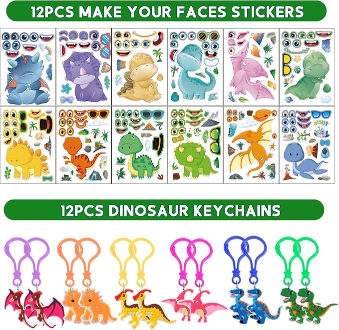 PLOUGVI 320PCS Dinosaur Birthday Party Decorations Favors Supplies, Dino Goodie Bags Fillers Stuffers for Kids Birthday Gifts