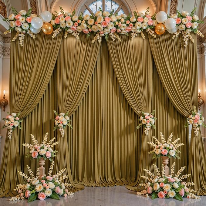 Brown Backdrop Curtains-Wrinkle-Free Polyester Photography Drapes Party Curtain Background for Baby Shower Wedding Decorations- 40 X10FT (Brown)