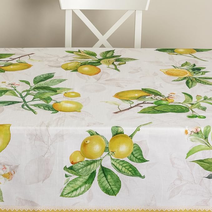 Maison d' Hermine Table Cloth Rectangle Table 100% Cotton 70 x 90 Inches Tablecloth Reusable Decorative for Dining Kitchen Room Farmhouse Party Home Hotel Restaurant Spring Summer - Limoncello