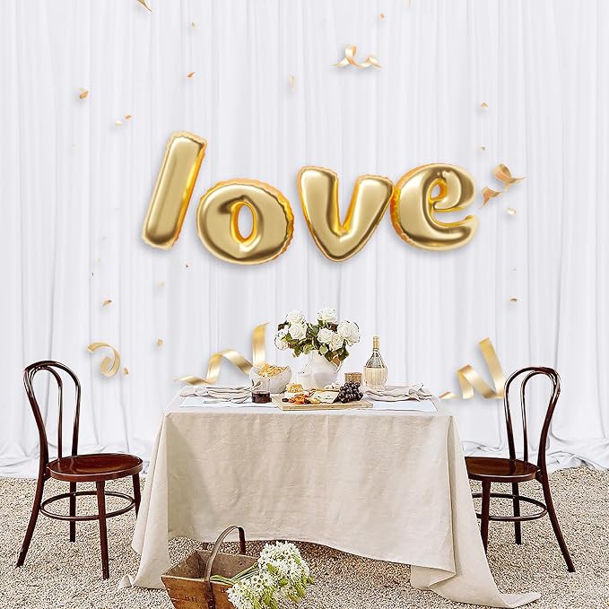 MEETSKY 10 feet x 10 feet White Backdrop Curtains Valentine's Day Birthday Party Wedding Backdrop,White Photography Rod Pocket Drapes Polyester Fabric Curtain for Baby Shower,5ft x 10ft,2 Panels