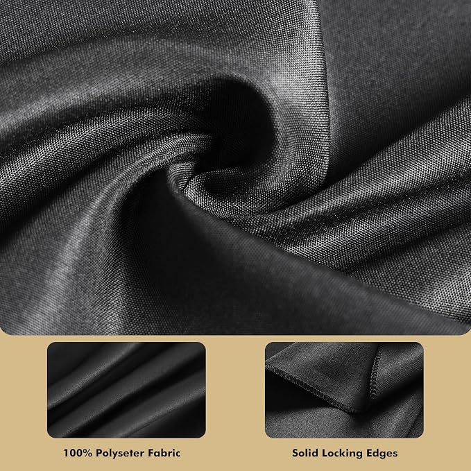 Fixwal 2 Pack Black 60 x 102 Inch Rectangle Tablecloths, Reusable Heavy Duty Washable Polyester Table Covers for 6 Ft Tables, Wedding, Party, Birthday, Outdoor, Picnic, Camping