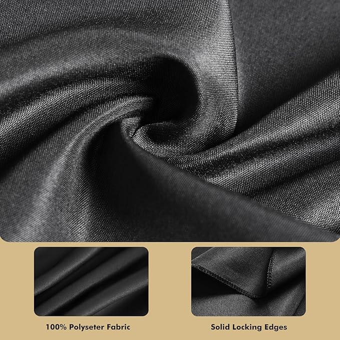 Fixwal 3 Pack Black 70 x 120 Inch Rectangle Tablecloths, Reusable Heavy Duty Washable Polyester Table Covers for 6-8 Ft Tables, Wedding, Party, Birthday, Outdoor, Picnic