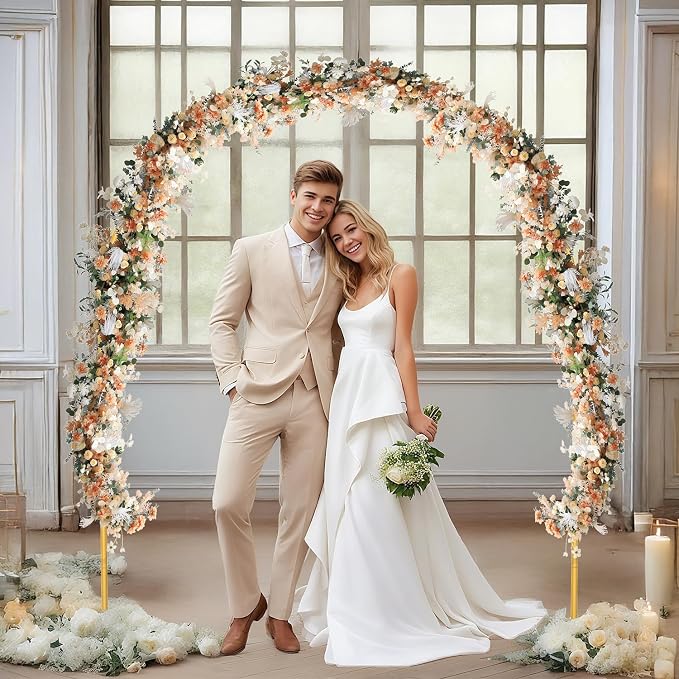 Arch Backdrop Stand，Heavy Duty Backdrop Stand, Wedding Arch Stand Wedding Arch Frame with Base for Birthday Party Graduation Ceremony Decoration (7x8FT)