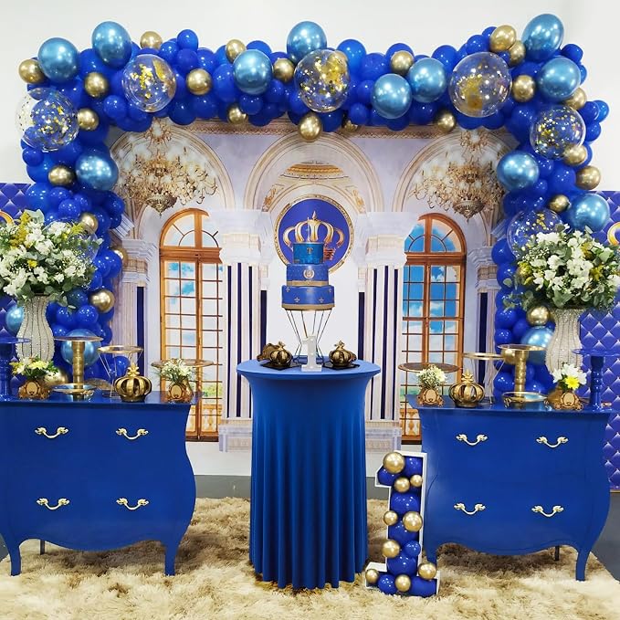 6 Pack Royal Blue Round High Top Highboy Cocktail Table Cloth 3243 Inch, Wrinkle Free Stretch Spandex Tablecloths Table Cover with Wavy for Party Bar Wedding Banquet Event