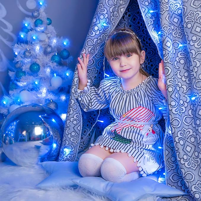 800 LED Blue Christmas Lights Outdoor, 262 FT String Lights for Outside Waterproof, 8 Modes Clear Wire Plug in Twinkle Fairy Lights for Indoor Patio Yard Tree Bedroom Decorations