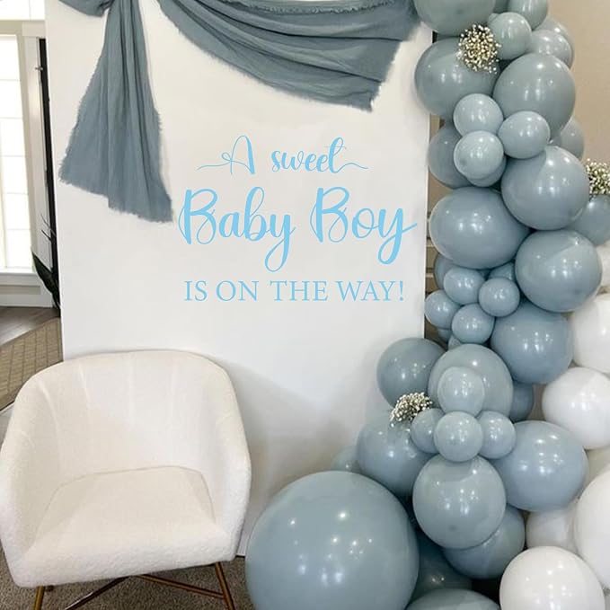 Sweet Baby Boy Sign Decal for Baby Shower Decorations | Gender Reveal Sign Decal, Baby Shower Party Decal Sign for Party, Balloon Arch, Backdrop, Room...