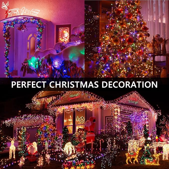 100FT 2000 LED Cluster Christmas Lights, Christmas Tree Lights Outdoor Indoor with 8 Modes & Timer & Remote, Firecrackers String Lights Waterproof for Garland Party Xmas Decorations, Multicolor
