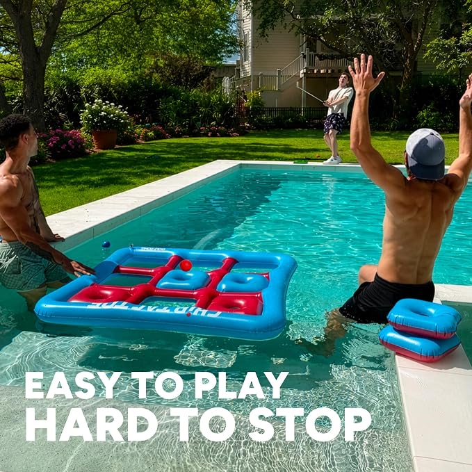 Golf Pong Chip Tac Toe Floating Pool Game - 4FT Inflatable Tic Tac Toe Pool Toy for Adults & Teens, Outdoor Games, Pool Party Games, Backyard Games & Yard Games (Club Included)