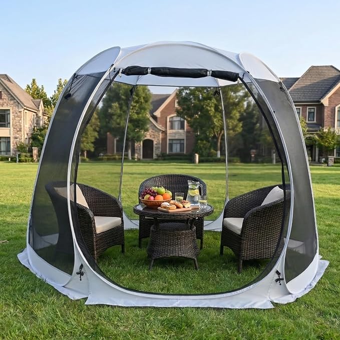 LEEDOR Pop Up Screen House, 6-10-15 Person Outdoor Screen Tent，Camping Screen Room with Carry Bag, Screened Gazebo with Mosquito Netting, Instant UV Resistant Sun Shelter for Garden, Patio, Backyard