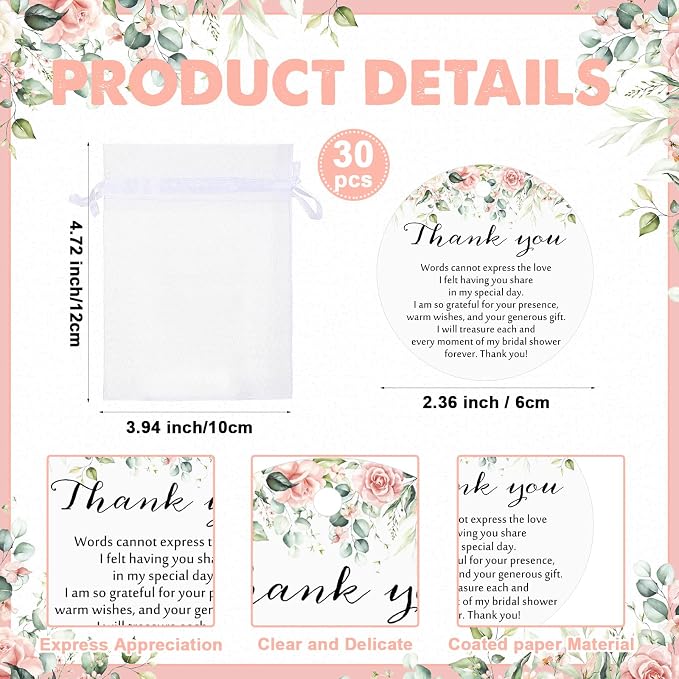 Reallnaive 30 Sets Bridal Shower Favors for Guests Cheer to the Bride to Be Acrylic Clear Shot Glasses with Thank You Tags and Organza Bag Wedding Party Favors Souvenir Gift for Bachelorette Bridal