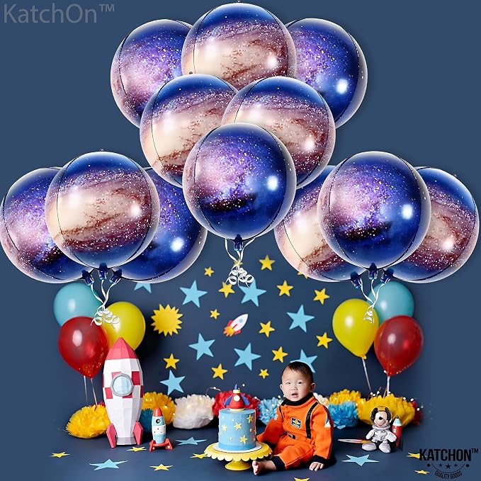 KatchOn, Galaxy Balloons for space Decorations - 22 Inch, Pack of 12 | Space Balloons for Galaxy Decorations, Birthday Decoration | Planet Balloon for Back To School Decor