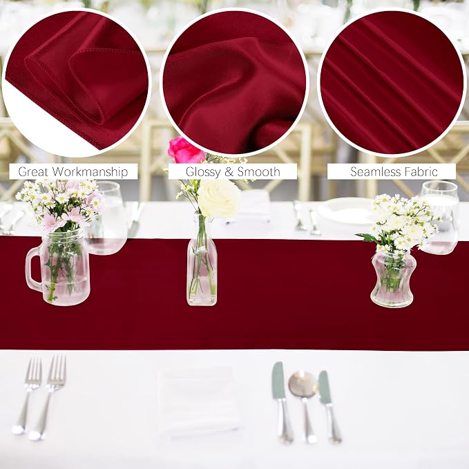 ANECO 4 Pack Satin Table Runner 12 x 108 Inch Long Bright Silk and Smooth Fabric Party Table Runner for Wedding Banquet Party Decoration