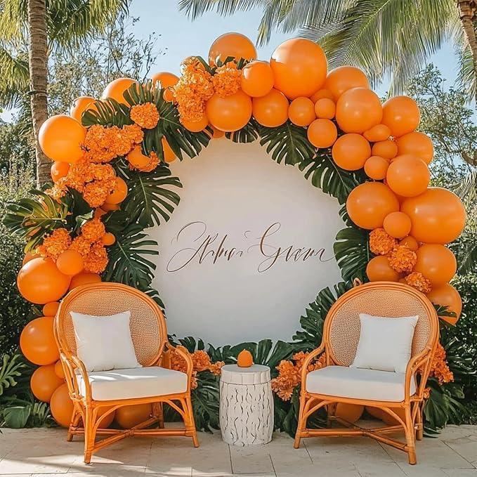 108Pcs Orange Double Stuffed Balloons Different Size, 18/12/10/5 inch Pastel Matte Burnt Orange Balloons Garland Arch kit for Baby Shower Birthday Summer Party Decoration