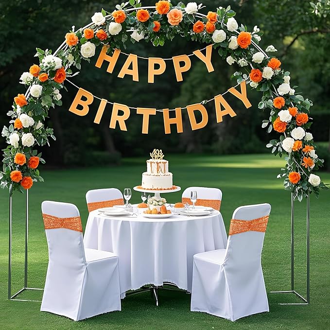 Eternal Beauty Set of 50 Orange Chair Sashes Band Bows Sequin Chair Sashes for Wedding Cover Decorations