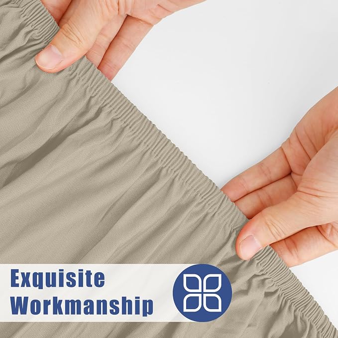 Moosfor Spandex 4 Foot Rectangle Table Cloth 6 Pack, Elastic Fitted Tablecloths for Picnic, Stretch Washable Patio Table Cover for Outdoor, Camping, Banquet and Parties (Taupe, 30"x48")