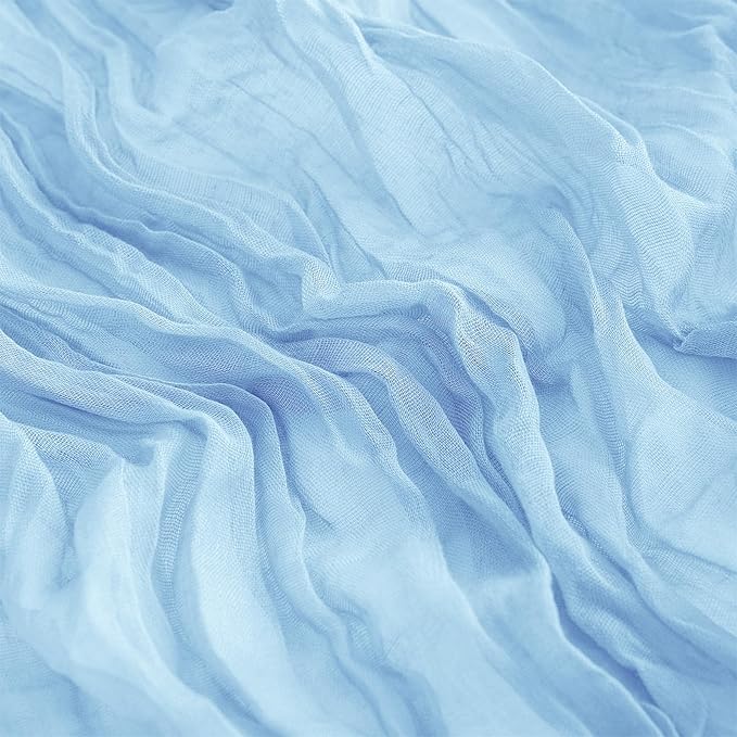 2Pack Light Blue Table Runner 10FT Cheesecloth Table Runner 35x120Inch Long Boho Cheese Cloth Table Runners Rustic Gauze Table Runners for Party Wedding Bridal Shower Baby Shower Decorations