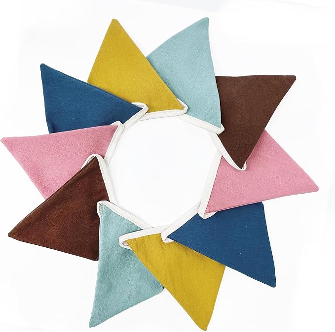 2 Sets of Boho Pennant Banner 20Pcs Nursery Garland Flags Retro Colored Fabric Linen Triangle Bunting Streamers for Kids Birthday Baby Shower Classroom Baby Room Decor Boho Wedding Party Decorations