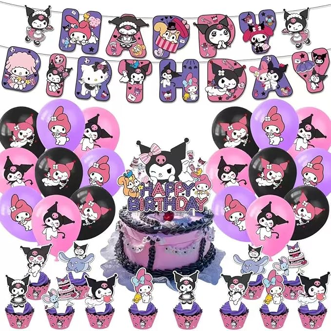 41Pack Kuromis Party Supplies Kit Set Include Banner ,Cake Topper ,Balloons for Kuromis Party Decorations