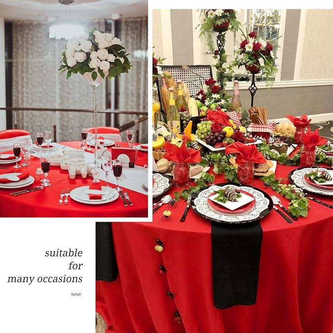 fani 10 Pack 108 Inch Round Tablecloth, Red Polyester Fabric Table Cloth for Round Table, Stain and Wrinkle Washable Table Cover for Wedding Party Dining Table Buffet Banquet Restaurant and Camping