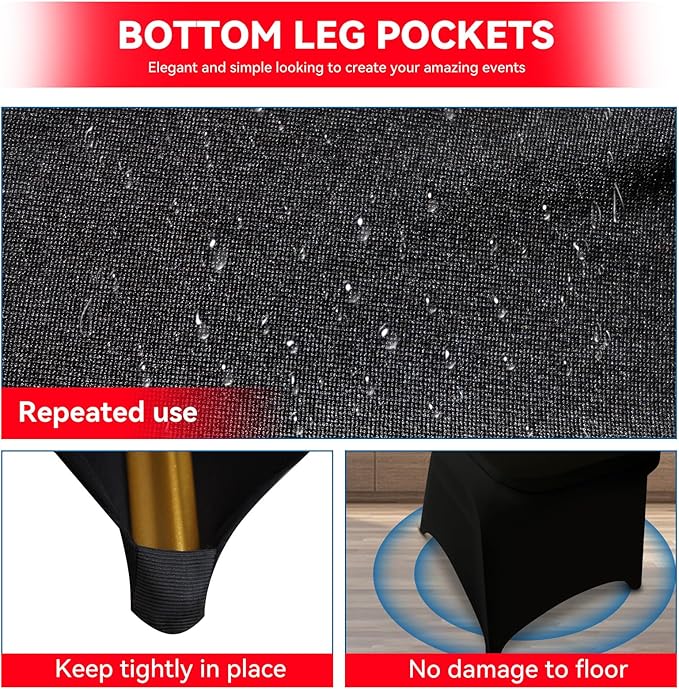 LIUJIAYI 100 Pcs Black Stretch Chair Covers - Premium Polyester Spandex Slipcovers for Wedding, Party, Banquet, Dining & Event Chairs