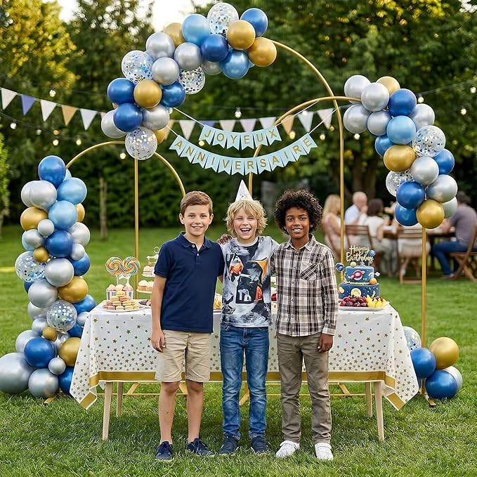 Metal Arch Backdrop Stand Set of 3 (6FT, 5FT, 4FT), Gold Wedding Arch for Ceremony, 3 Pack Balloon Arch Stand for Birthday Party, Baby Shower, Graduation, Floral Arched Frame for Event Decor