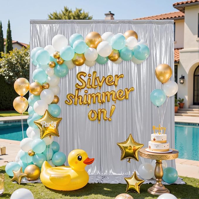 20x10FT Silver Sequin Backdrop Curtain for Party - 4 Panels 5x10FT Wrinkle-Free Shimmer Drapes for Birthday, Wedding, Christmas, Decorations & Photography