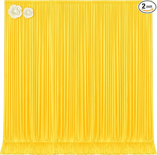10x12 Yellow Backdrop Curtains for Wedding Party Wrinkle Free Backdrops Curtain Drapes Fabric Decorations Photo Back Drop Cloth for Baby Shower Photography Stage Reception 5ft x 12ft,2 Panels