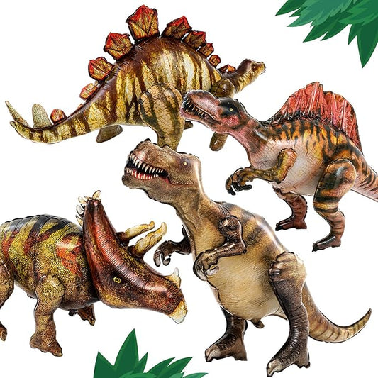 Skylety 4 Pcs 50'' x 30''inflatable Dinosaur Balloon for Party Decorations Giant Dinosaur Trunk or Treat Toy Blow up Dino Birthday Christmas Gift Jurassic Theme Party Supplies for Adult Halloween