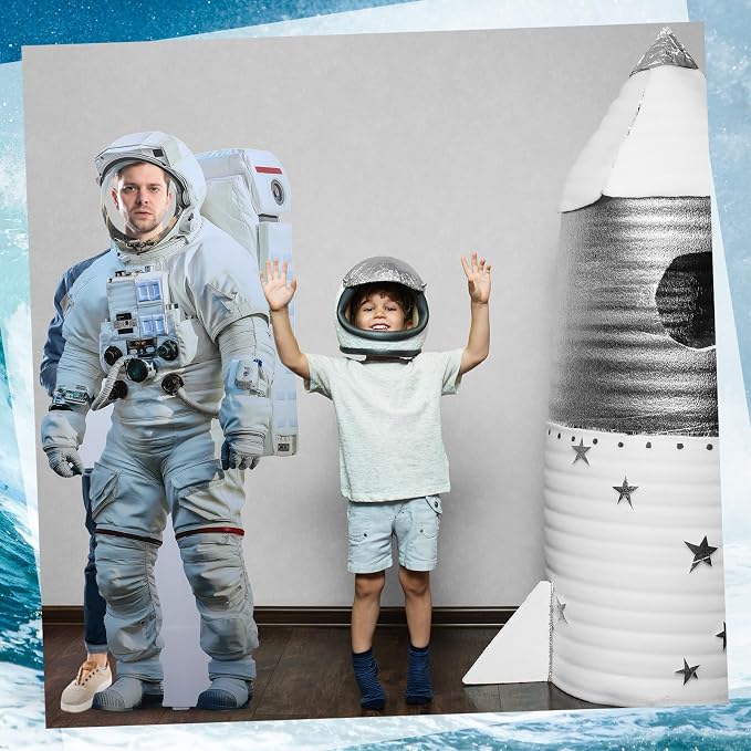 Amyhill 6 ft Astronaut Cardboard Cutout Stand-up Life Size Space Astronaut Theme Party Decoration Backdrop Photo Prop Stand up for Space Theme Birthday Baby Shower Party Supplies