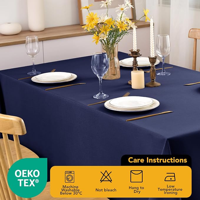 6-Pack Navy Blue Tablecloths for Rectangle Tables, 60 x 102 Inches, Stain-Resistant Polyester Fabric for 6 Foot Tables - Washable Table Covers for Weddings, Banquet, Birthday, Parties, Events