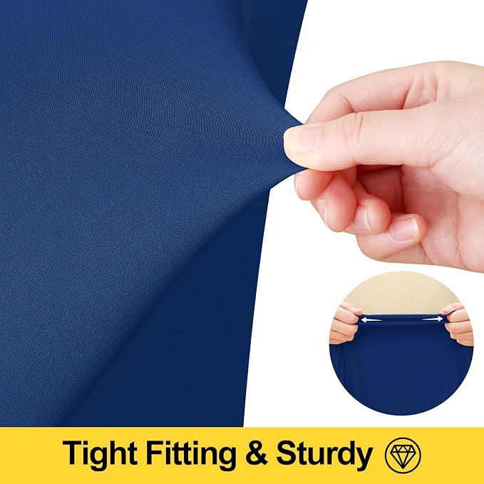 Smiry Round Spandex Tablecloth, Elastic Fitted Washable Tablecloths for 48 Round Tables, Waterpoof Stretch Table Cover Skirt for Outdoor, Wedding, Banquet & Parties, Navy