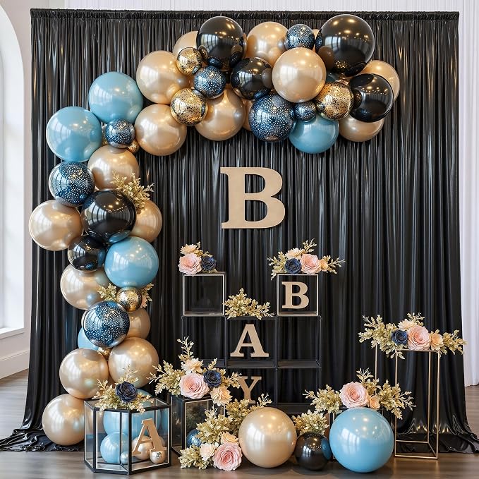 10x10 ft Wrinkle Free Black Sequin Backdrop Curtain for Parties,Thick Not Fall Glitter Wedding Drapes Backdrop,2 Panels 5x10ft Shimmer Photo Wall Back Drop Cloth for Birthday Photography Background