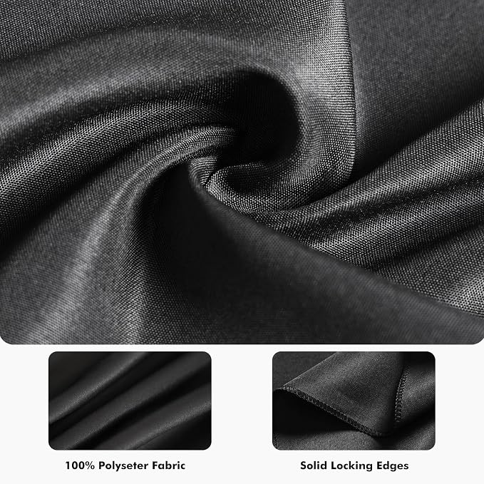 Fixwal 3 Pack Black 60 x 102 Inch Rectangle Tablecloths, Reusable Heavy Duty Washable Polyester Table Covers for 6 Ft Tables, Wedding, Party, Birthday, Outdoor, Picnic, Camping