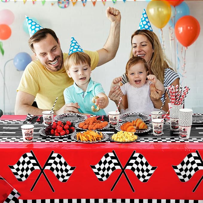LemonRoad 452 Pcs Need Four Speed Birthday Decorations 4th Race Car Party Tableware Disposable Paper Plates and Napkins Set Need 4 Speed Decorations for Boy Kids Race Car 4 Years Birthday