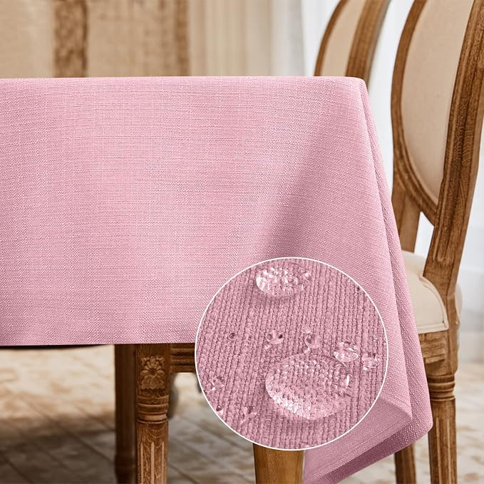 BALCONY & FALCON Rectangle Tablecloth Washable Wrinkle Resistant Water Proof Table Cloth Decorative Fabric Tablecloths for Valentines Day Dining Party Kitchen Wedding Outdoor Use (Light Pink, 57x118)
