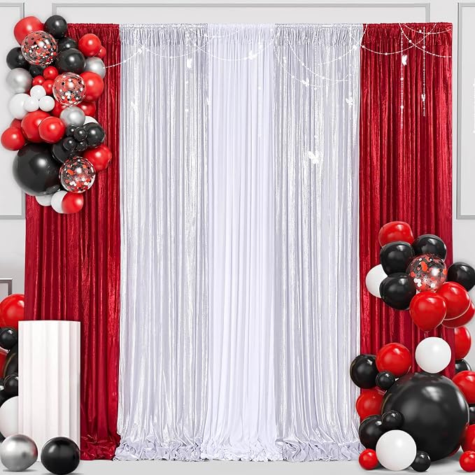 Silver Sequin Backdrop Curtain for Birthday Wedding Baby Shower Photo Engagement Bachelorette Christmas Party Decorations 19.2ftx10ft(4 Panels)