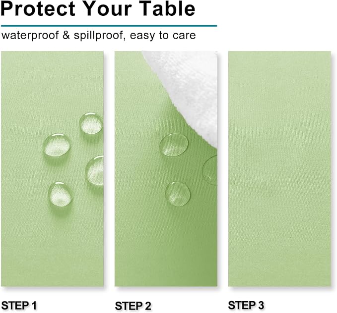 Hiasan Light Sage Rectangle Tablecloth - Waterproof Spillproof and Wrinkle Resistant Washable Polyester Table Cloth for Dining Party, 52 x 70 inch