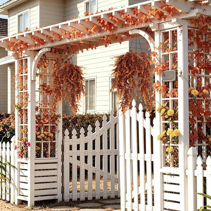 RECUTMS 3Pcs 31.5" Artificial Monkey Hanging Plants Fake Hanging Vine Plant | UV Resistant,Fake Brown Vine,Faux Eucalyptus Leaves Greenery for Fall Wall Garden Porch Outdoor Wedding Courtyard Decoration