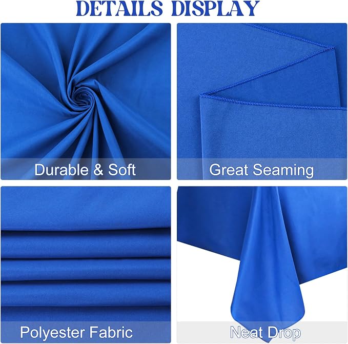4 Pack Rectangle Tablecloth for 6 Foot Tables Washable Polyester Table Cover for Wedding Dining Table Parties Banquet（70x120 Royal Blue）