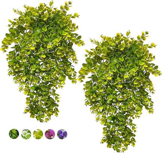 Lakiyfye Vine Plant Fake 4 Pcs Ferns Plants Yellow Large Faux Artificial Hanging Plants Wall Plants Fake Ivy Room Decor Home Garden Wedding Party Indoor Outdoor Decorations(Yellow)