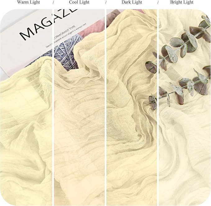 12 Pack Ivory Cheesecloth Table Runner 10FT Boho Gauze Cheese Cloth Table Runner Rustic Sheer Fabric Table Runners for Wedding Bridal Shower Baby Shower Party(21.5×120 Inch)