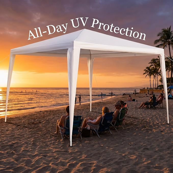 10x10 Canopy Tent – Portable Waterproof Outdoor Shelter with Reinforced Spiral Tube Frame, Easy Setup Party Tent for Wedding, Camping, Backyard Events & Outdoor Activities, White