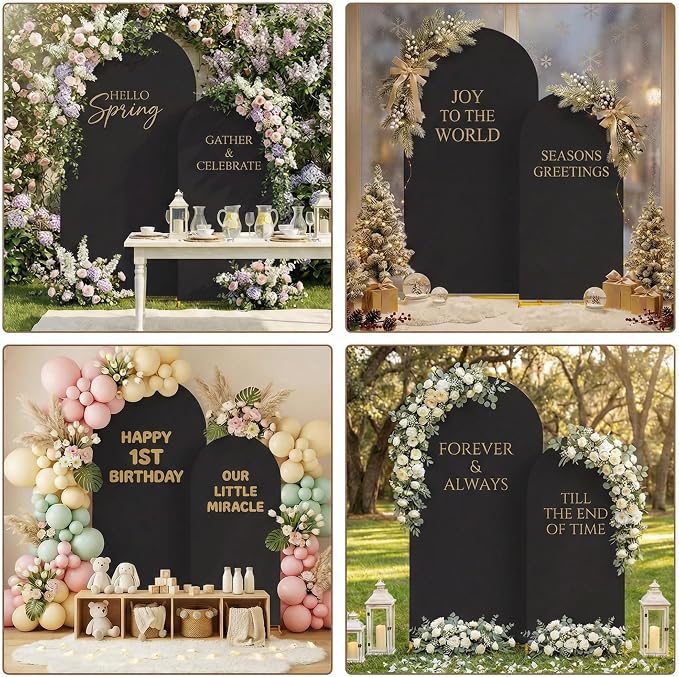 Toolterritary Metal Arch Backdrop Stand and Cover Set, 8FT, 6.6FT Party Backdrop, Easy to Assemble, Backdrop Stand for Parties, Birthday, Baby Shower