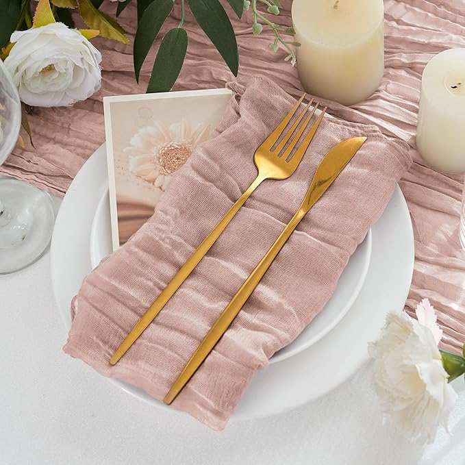 50 Pack Cheesecloth Napkins 20"x20" Dusty Pink Boho Gauze Cheese Cloth Napkins Bulk Rustic Dinner Table Decor for Wedding Bridal Baby Shower Party