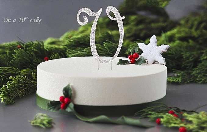 LOVENJOY Gift-Boxed 3.7" Rhinestone Monogram Letter V Cake Topper