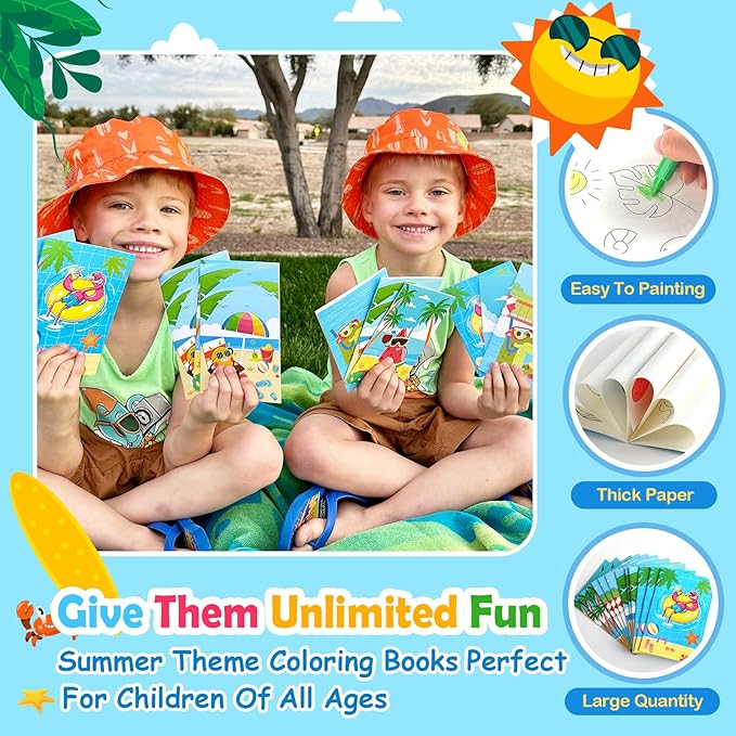 INNOCHEER Pool Party Favors Beach Party Favors for Kids 3-4-5-8-12, 120 PCS Goodie Bags Stuffers for Kids Summer Toys, Beach Balls, Crayons, Coloring Books Beach Pool Toys for Kids Ages 4-8-12