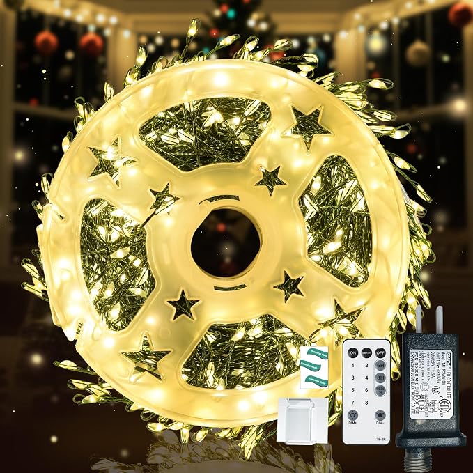 Dailyart Fairy Lights Plug in 500 Led with Remote 42Ft String Light with Timer Waterproof Lights for Bedroom Wreath Party Window Wedding Decoration Warm White Green Wire