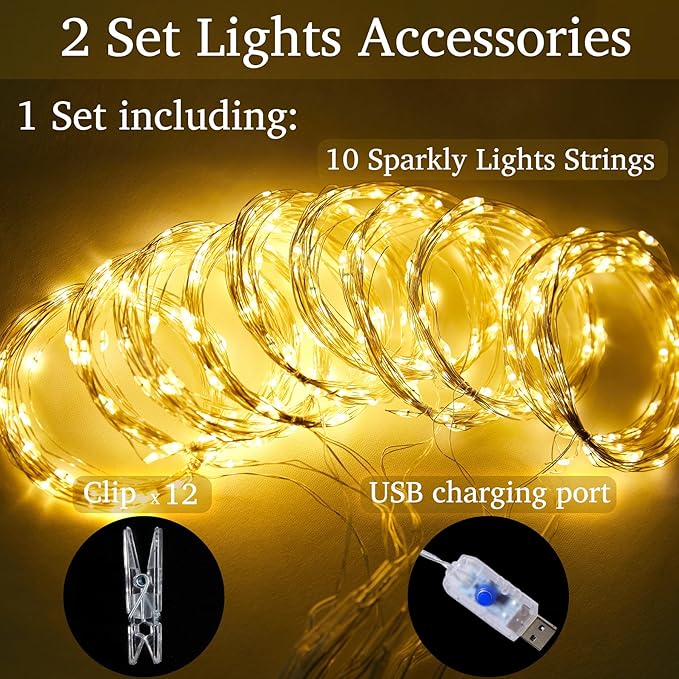 20ft x 10ft White Sheer Tulle Backdrop Curtain with Lights String- Wedding Backdrop Decorations for Reception Ceremony Home Party Photoshoot Background Fabric Curtains Backdrop